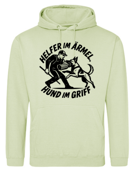Hoodie "Helfer im Ärmel" mit runder Schrift